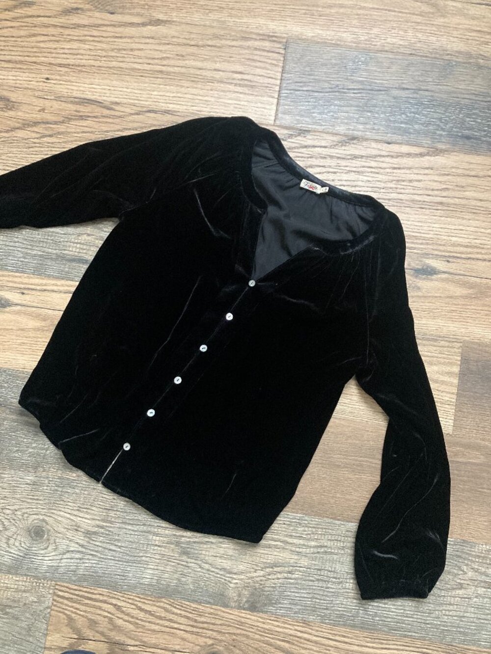 Faherty Womens Black Velvet Top Blouse Silk Blend $188 Size Small Naomi